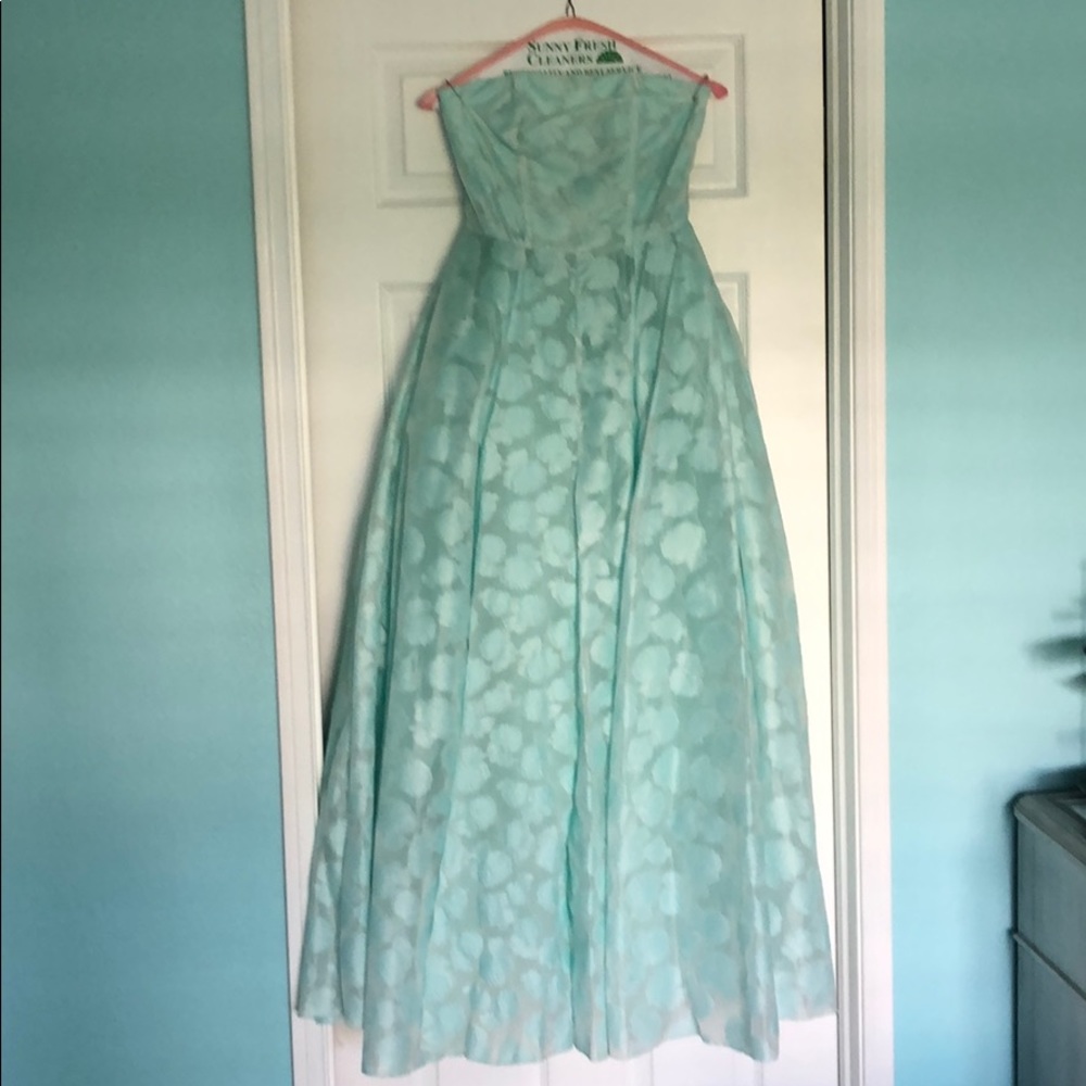 Long mint green gown